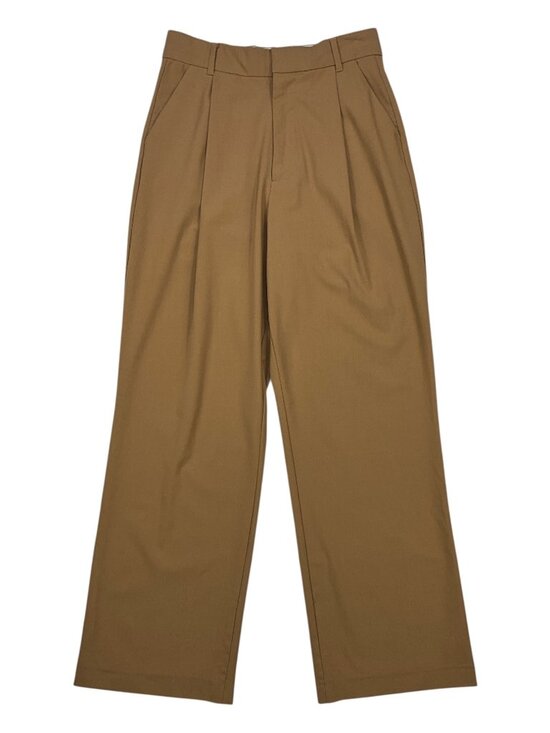 Zara Pleated Front Wide Leg Trouser Pants S Tan High Rise - Picture 13 of 13